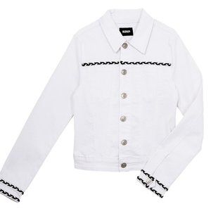 HUDSON Jeans White Braided Trim Jean Jacket Girl 6